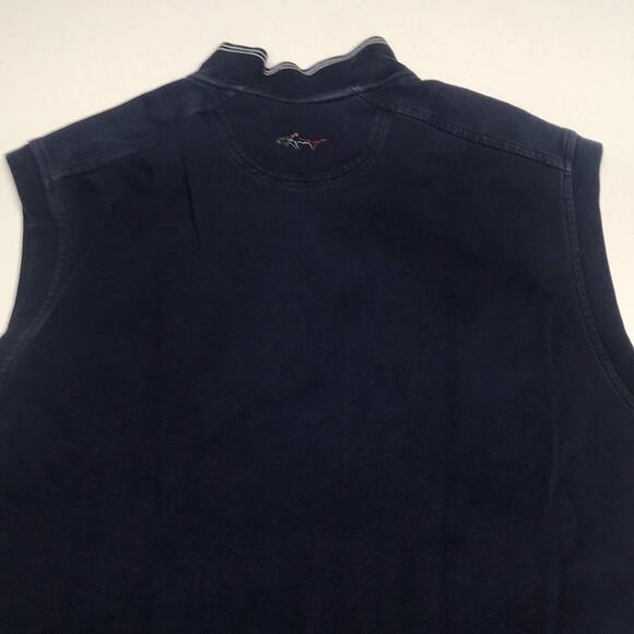 GREG NORMAN GOLF Men’s XL Blue Cotton Shark Vest - Picture 5 of 5